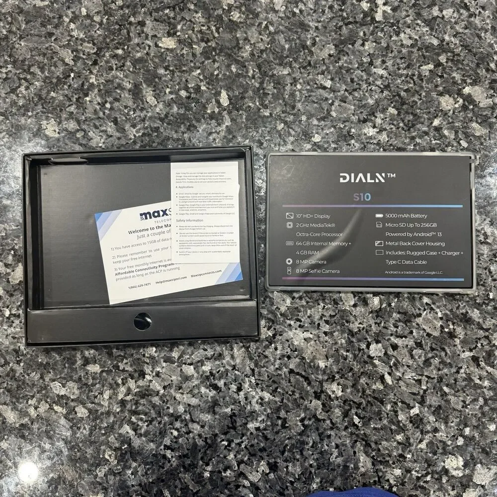 BRAND NEW - DIALN S10 Tablet 4G + WIFI - 64 GB & 4GB RAM - Unlocked- 10” Screen